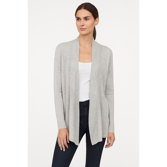 Eileen Fisher Women's Gray Open Front 100% Linen Dainty Hem Cardigan XS - Picture 1 of 7